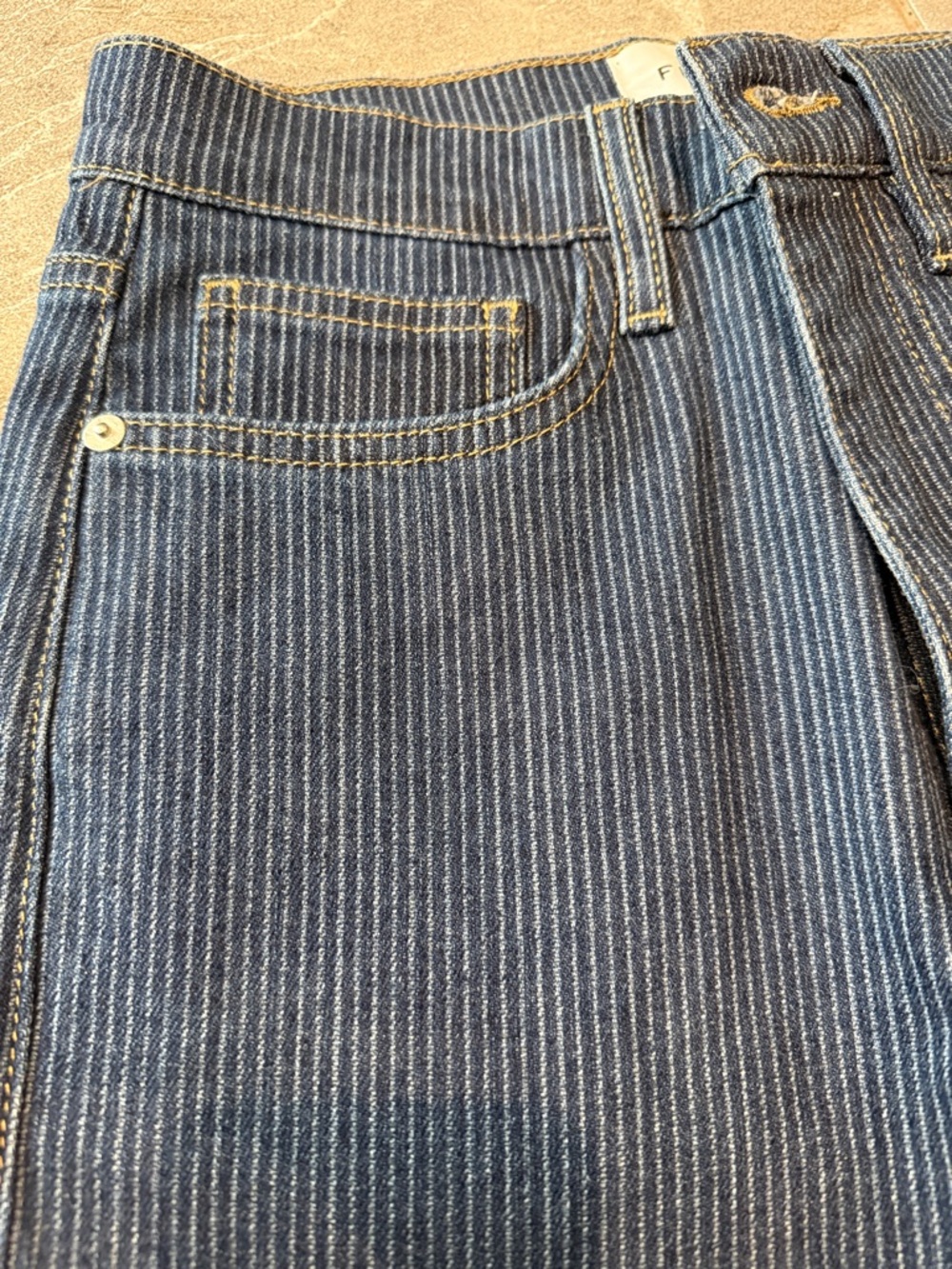 Frame Denim Navy Pinstripe Straight Jeans - Picture 3 of 4
